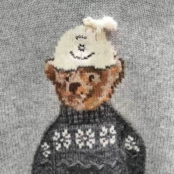 Polo Ralph Lauren Gray Bear Sweater Hoodie - Picture 6 of 9